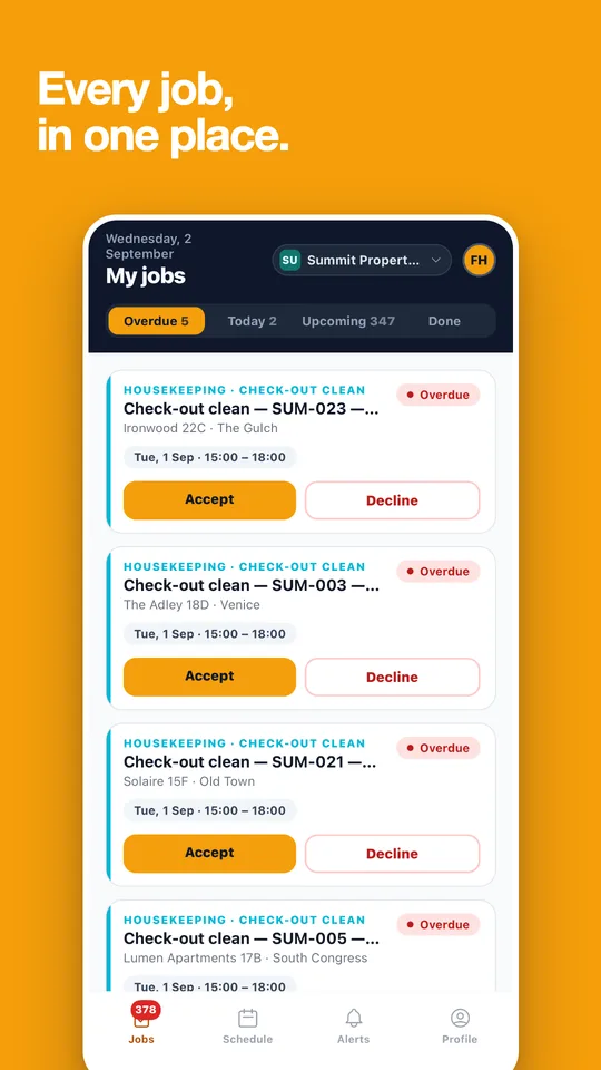 Rentibly Ops: Every job, in one place. Accept or decline the jobs assigned to you.