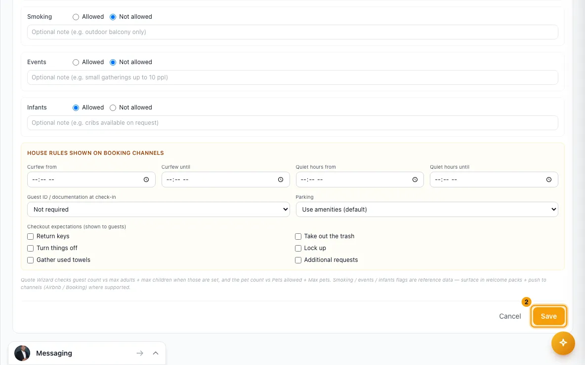 Have the guest sign the rental agreement: step 2 in Rentibly, with Save marked.